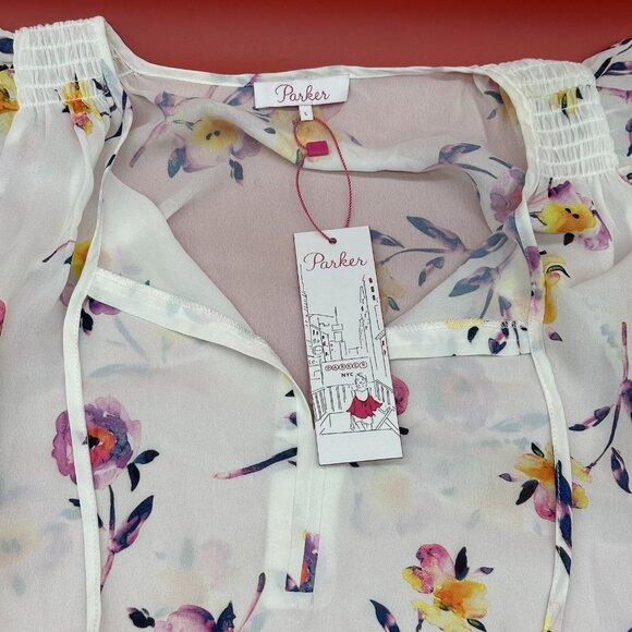 Parker Women's Size Large Primrose Floral Print Flutter Drop Waist Dress NWT - Picture 6 of 13